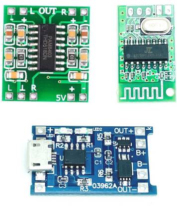 Mechanic37 Combo of PAM8403 + Bluetooth Audio Receiver + TP4056 Charging Module 18650 Electronic Components Electronic Hobby Kit