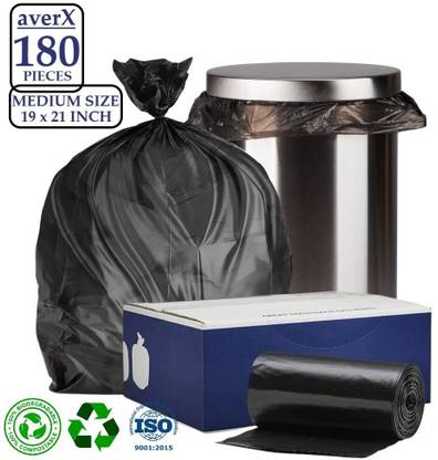 averX Premium Garbage Bags (Black, Medium, 19x21 inches) - 30 Bags/Roll - Pack of 6 Medium 20 L Garbage Bag  Pack Of 180