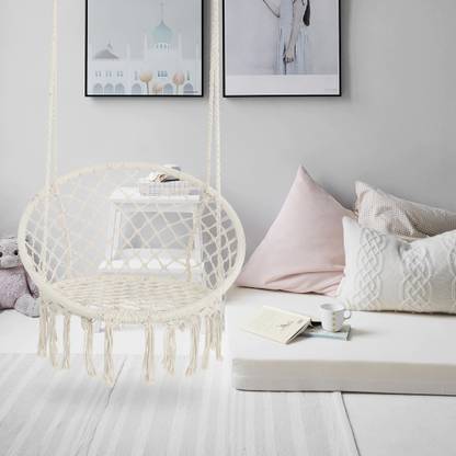 TGOPIT Hammock Chair Macrame Swing, Hanging Cotton Rope Hammock Swing Chair Cotton Hammock