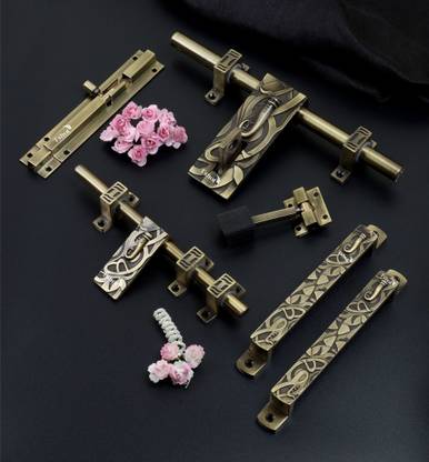 Tshot Ganpati Door Handle Brass Kit (Size- Big Antique Handle) Brass Door Handle