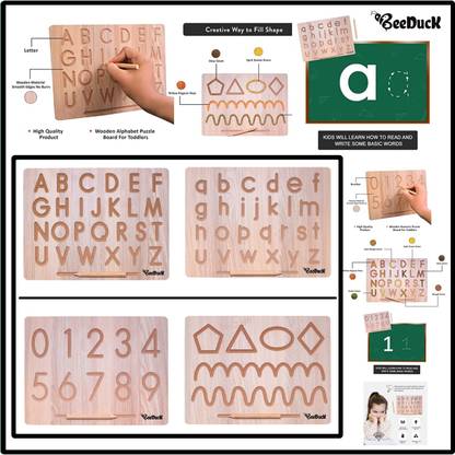 BeeDuck Combo Of 2 Learning Board English Capital&Small Alphabet and Number&Patten Board