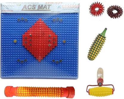 KANGZHU massagerkit_7 Acupressure Foot Roller Magnetic Stress Mat Combo Kit Massager