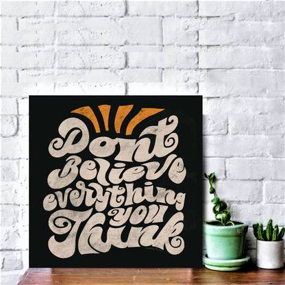 Chaque Decor "Don’t Believe" Textured Wall Art Panel in pinewood(9.5x9.5) Digital Reprint 9.5 inch x 1 inch Painting