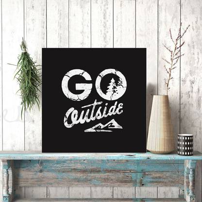 Chaque Decor "Go Outside" Textured Wall Art Panel in pinewood(9.5x9.5) Digital Reprint 9.5 inch x 1 inch Painting