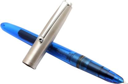 Ledos Jinhao 51 Transparent Diversity Color Stainless Steel Cap Plastic Fine Nib Blue Fountain Pen