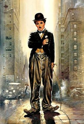 Poster Charlie Chaplin Awesome Art (Wall Poster, 300GSM Matt, 13x19 Inches, Rolled, Multicolor) Fine Art Print