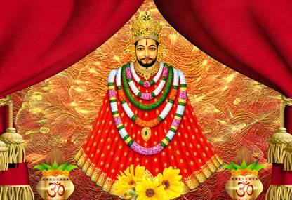 Poster Khatu Baba Shyam Ji (Large Poster, 300GSM Matt, 36x24 Inches, Rolled, Multicolor) Fine Art Print
