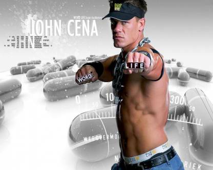Poster Wwe John Cena Word Life Wall Poster (300 Gsm Matte Paper, 13 X 19 Inch, Multicolour) Fine Art Print
