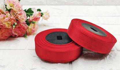 Promi Satin Ribbon for Party Decoration0.5 inch 10 Yards (Set of 10 Rolls) Red Nylon Ribbon
