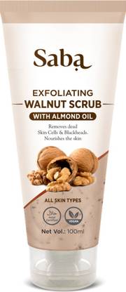 Saba Exfoliating Walnut Scrub| With Kashmiri Walnut Shells | 100 ml | Scrub