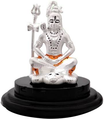 Om Pooja Shop Shiv Shankar Ji 999 Pure Silver Divine Gift in Air Proof Acrylic Box Decorative Showpiece  -  6.35 cm