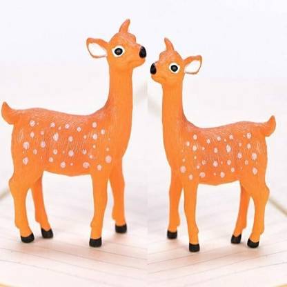 ANTIQ CREATION PLAYING DEER MINIATURE (PACK OF 2 ) Decorative Showpiece  -  5.5 cm