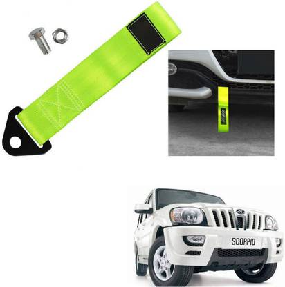 Qiisx TOW BELT & STRAP Front & Rear Light Green for Mahindra Scorpio 0.24 m Towing Cable
