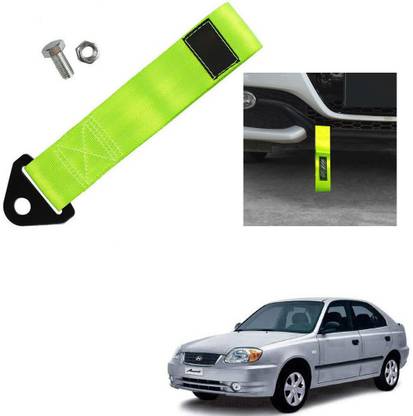 Qiisx TOW BELT & STRAP Front & Rear Light Green for Hyundai Accent 0.24 m Towing Cable