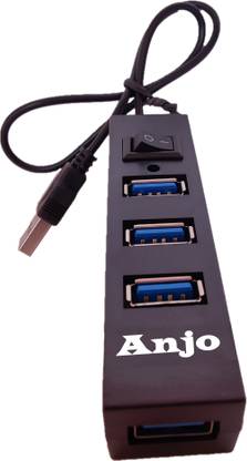 ANJO USB Hub with 4 Ports, On-Off Button, Super Transfer Speed for Computer, Laptop, PC, Compatible with Mac/Windows/Linux/XP/10.0+/ Vista etc. USB Hub