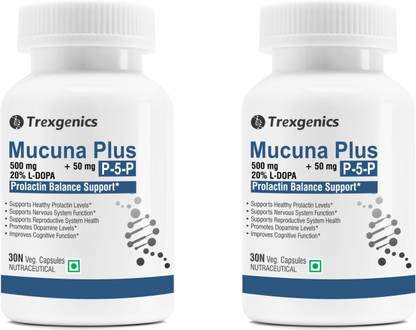 Trexgenics Mucuna 20% L-DOPA 500 mg, P5P 50 mg Prolactin Reproduct Support (30Vcaps)