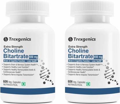 Trexgenics Choline bitartrate 650mg Cognitive Function,Fat Metabolism,Brain Health(60Vcaps)