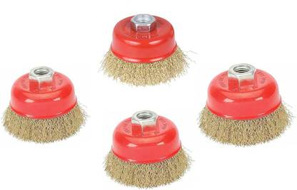 Kshivi Non Twisted Cup Brush for Removing Rust,Paint,As Well As for Polishing Pack Of 4 Wheel Brush