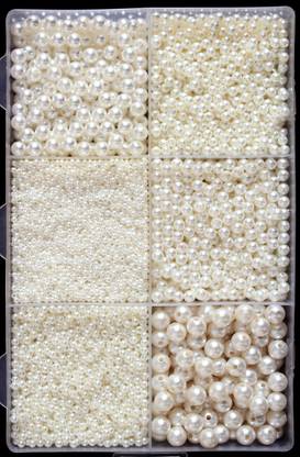 Atifa 6 Size Off-white Pearl beads for craft and jewellery making[pack of 3250 beads]
