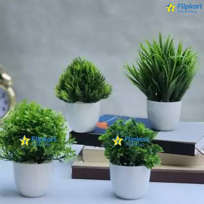 Flipkart SmartBuy Artificial Flower Plant for Home, Office, Garden And Table Decor Pack of 4 Bonsai Wild Artificial Plant with Pot