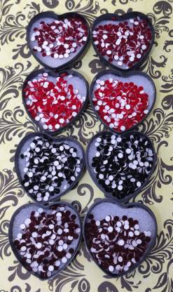 ds Pack of 8 Multi Color Bindi size 2.5mm (Heart shape box) Girls Black, Red, Maroon, Maroon Bindis