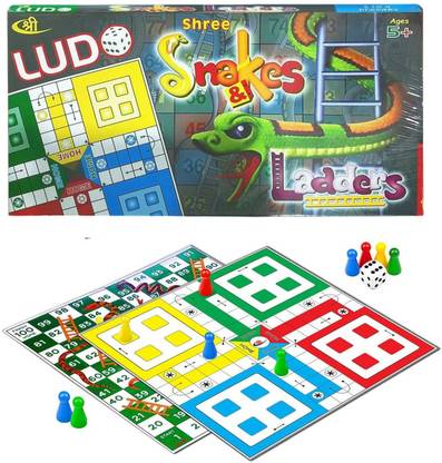 Kids Mandi Ludo and Snake & Ladder Deluxe BoardGame Small Size Playboard for 5 Years and up Party & Fun Board Game