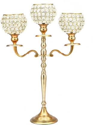 @Home by nilkamal Tri Branch Candle Stand Plastic, Iron 3 - Cup Tealight Holder