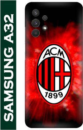 FULLYIDEA Back Cover for SAMSUNG GALAXY A32, SAMSUNG Galaxy A32, Ac Milan Football Club Logo, Acm Logo, F