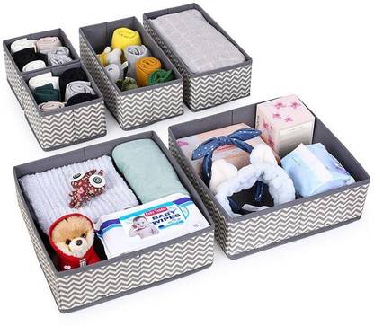 ELITEHOME 6 Pcs Fold able Drawer Organizer Clothes Storage Organizer Wardrobe Organizer Drawer Divider