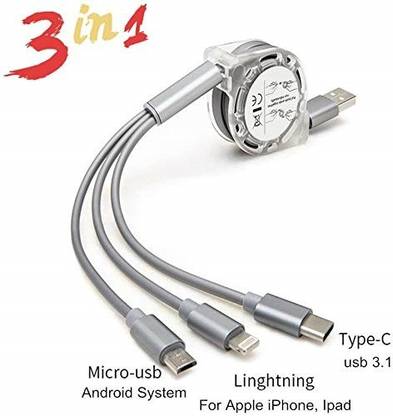 ASTOUND Micro USB Cable 2 A 1.5 m Copper Braiding Multi Retractable 3.0 Fast Charger Cord