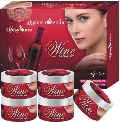 GlycerineVeda Professional Red Wine Facial Kit, Premium Quality For Fairness Whiting Skin Ever