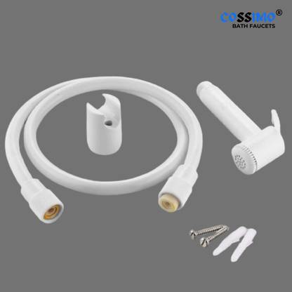 COSSIMO Milky-01 Pvc White Health Faucet with 1.0 Meter Hose Pipe with Hook - Set of 1 Health  Faucet