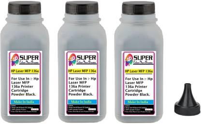 SUPERC HP Laser MFP 136a Printer Toner Refill Pack Of 30 Bottle With Nozlle 80 gms Black Ink Toner Powder
