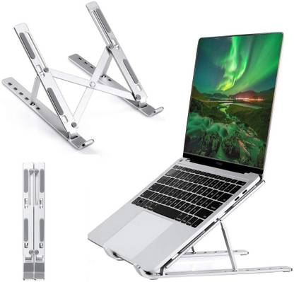 Qaz Adjustable, Portable, Foldable, Ergonomic, Tablet Aluminium Desk Stand Rotatable Laptop Stand with Adjustable Height Compatible with Universal Laptops