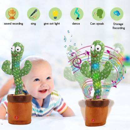 SNM97 Dancing & Singing Cactus Recording Toy for Kids | Repeates What You Say (Green