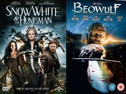 Snow White and the Huntsman, Beowulf , SET OF 2 SUPER PRICE DVDs , ENGLISH & HINDI