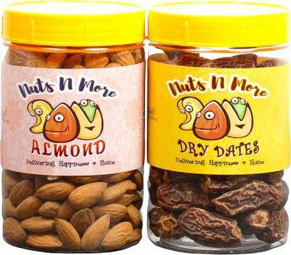 Nuts N More Dry fruits combo pack of Dry dates Almonds | badam Chuara (500x2) 1 KG Almonds, Dry Dates