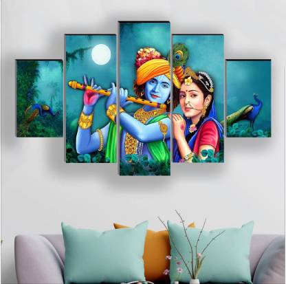 SHARVNI Radha krishna religious uv textured home decorative wall panel painting Digital Reprint 18 inch x 30 inch Painting