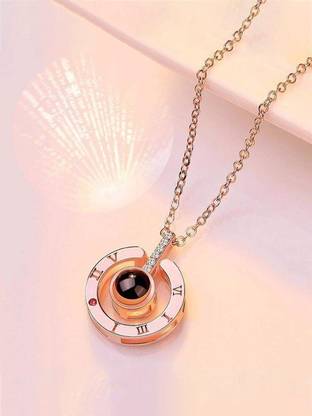 YELLOW CHIMES I Love You in 100 Different Languages Chain Pendant Necklace Copper Pearl Crystal Pendant