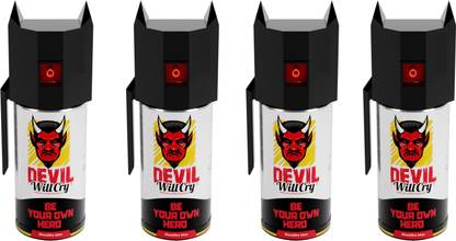 Devil Will Cry Powerful Black Pepper Spray Self Defence for Women, Girls Pack Of 4 Each 55 ml Pepper Fogger Spray