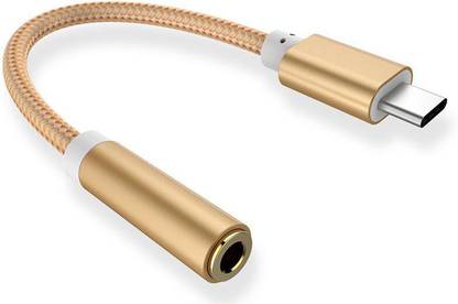 Crystonics Golden USB Type C to 3.5mm Earphone Headphone Cable Phone Converter