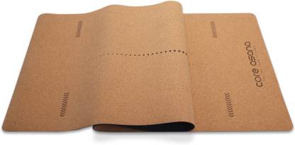 Core Asana The Ultimate Cork Yoga Mat with Alignment Lines, Exercise Gym Mat Beige 5 mm Yoga Mat