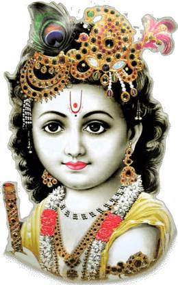 Decals Point 3 cm lord krishna face Self Adhesive Sticker