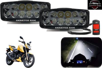 SMARTER RIDE Waterproof 12 LED Fog Light with Switch for TVS Apache RTR 200 4V Headlight Motorbike LED for TVS (12 V, 12 W)