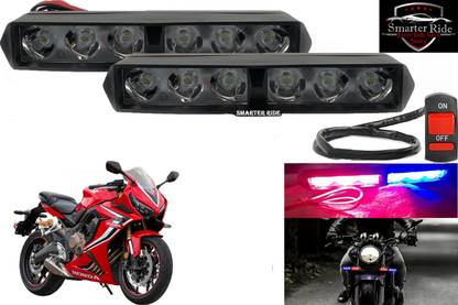SMARTER RIDE 6 LED Red Blue Flasher Warning Police Strobe LED Light for Honda CBR650R License Plate Light Motorbike LED for Honda (12 V, 10 W)