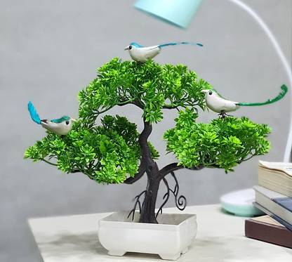 Flipkart SmartBuy Artificial Bird Plant for Home, Office And Garden Decor Bonsai Wild Artificial Plant with Pot