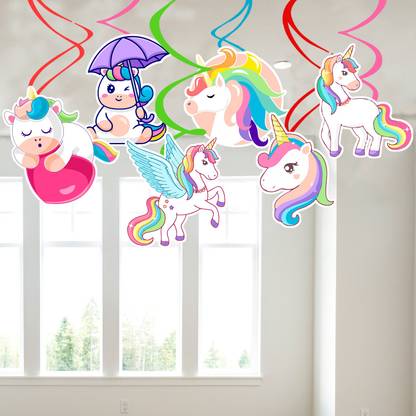 ZYOZI 6 Pcs Unicorn Hanging Swirl Decorations-Unicorn Party Decorations
