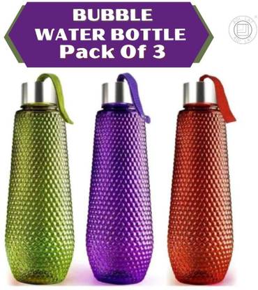 Adilat WATER BOTTLE ROUND BUBBLE WITH 3 set Colours Available 1000 ml Bottle