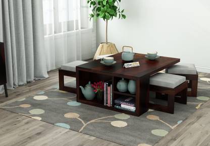 UrbanWood Icon Coffee Table Set (Walnut Finish) Solid Wood Coffee Table