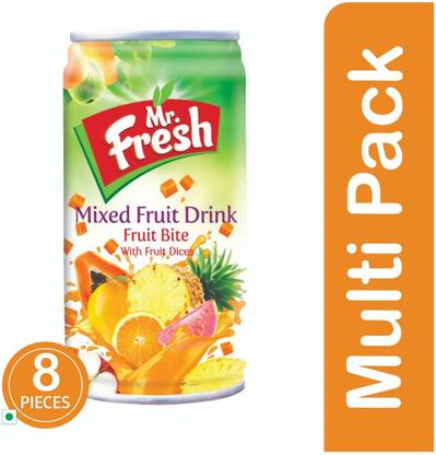 MR FRESH FRUIT BITE MIXED FRUIT JUICE WITH FRUIT DICES 180 ML PACK OF 8